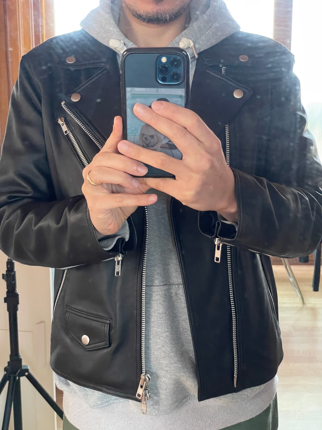 도프제이슨 램스킨 라이더자켓 M 상품이미지1