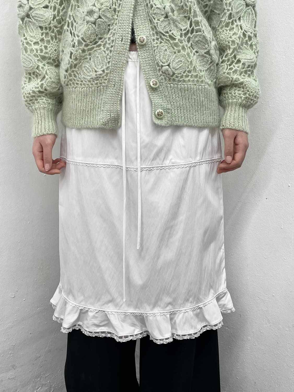 퓨어 화이트 코튼 프릴 스커트 상품이미지5