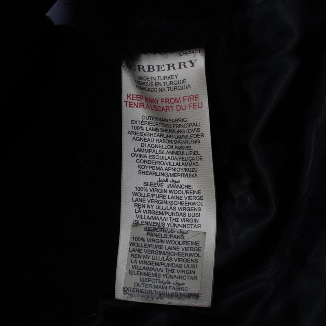 (정품)[S]버버리 버진울100% 블랙 무스탕 퍼재킷 상품이미지7