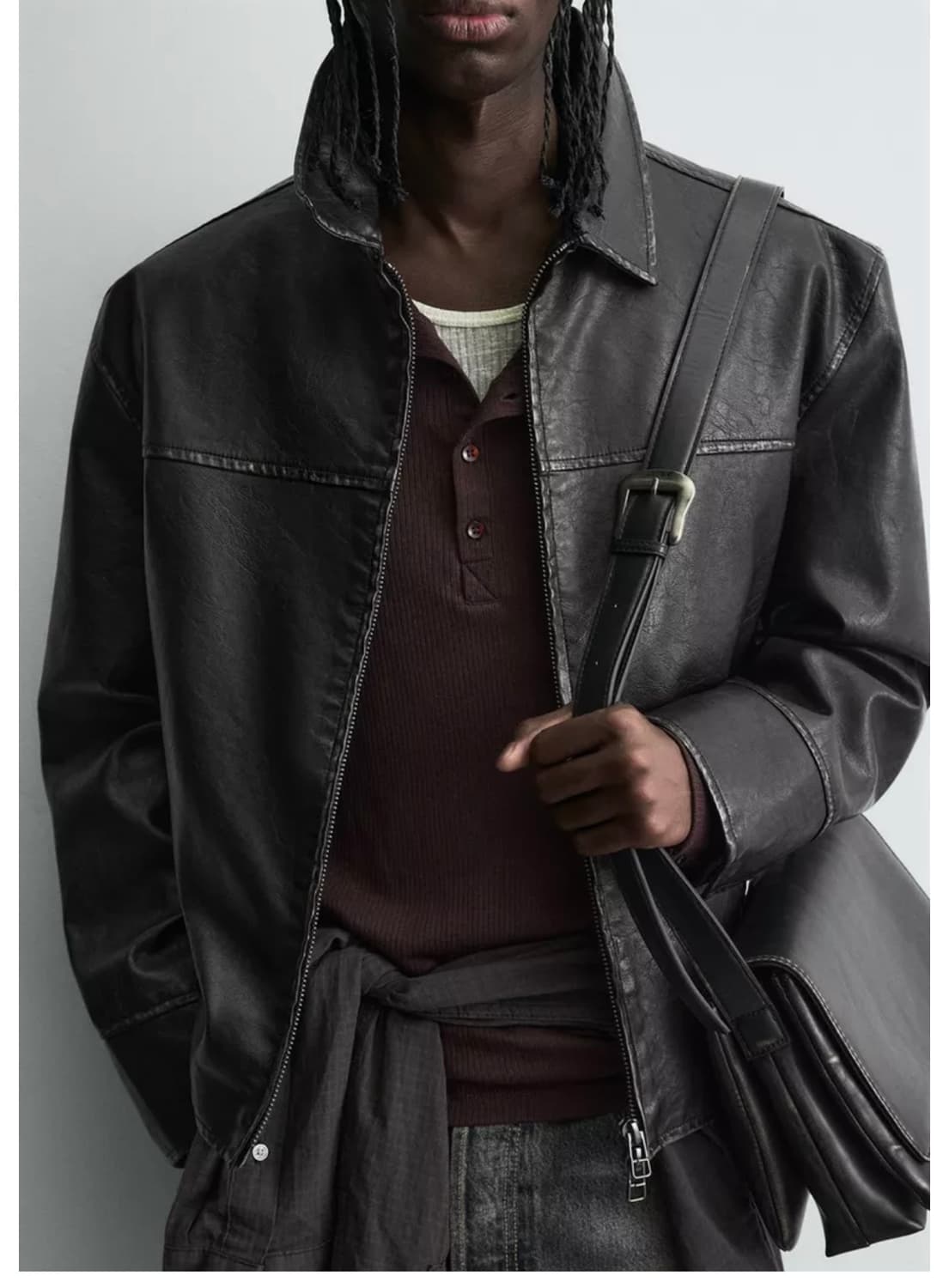 ZARA 가죽자켓 남성 XL 워싱 페이크 레더 자켓 상품이미지10