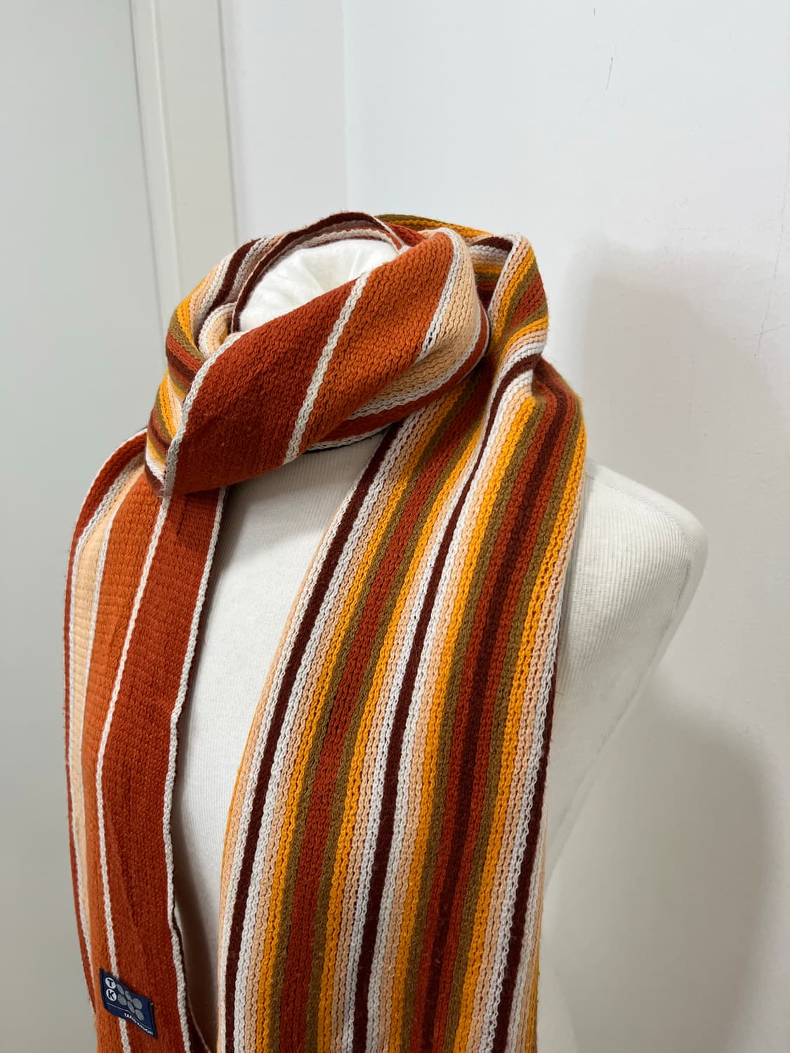 일본 빈티지 모리걸 오렌지 무지개떡 테슬 머플러 상품이미지5