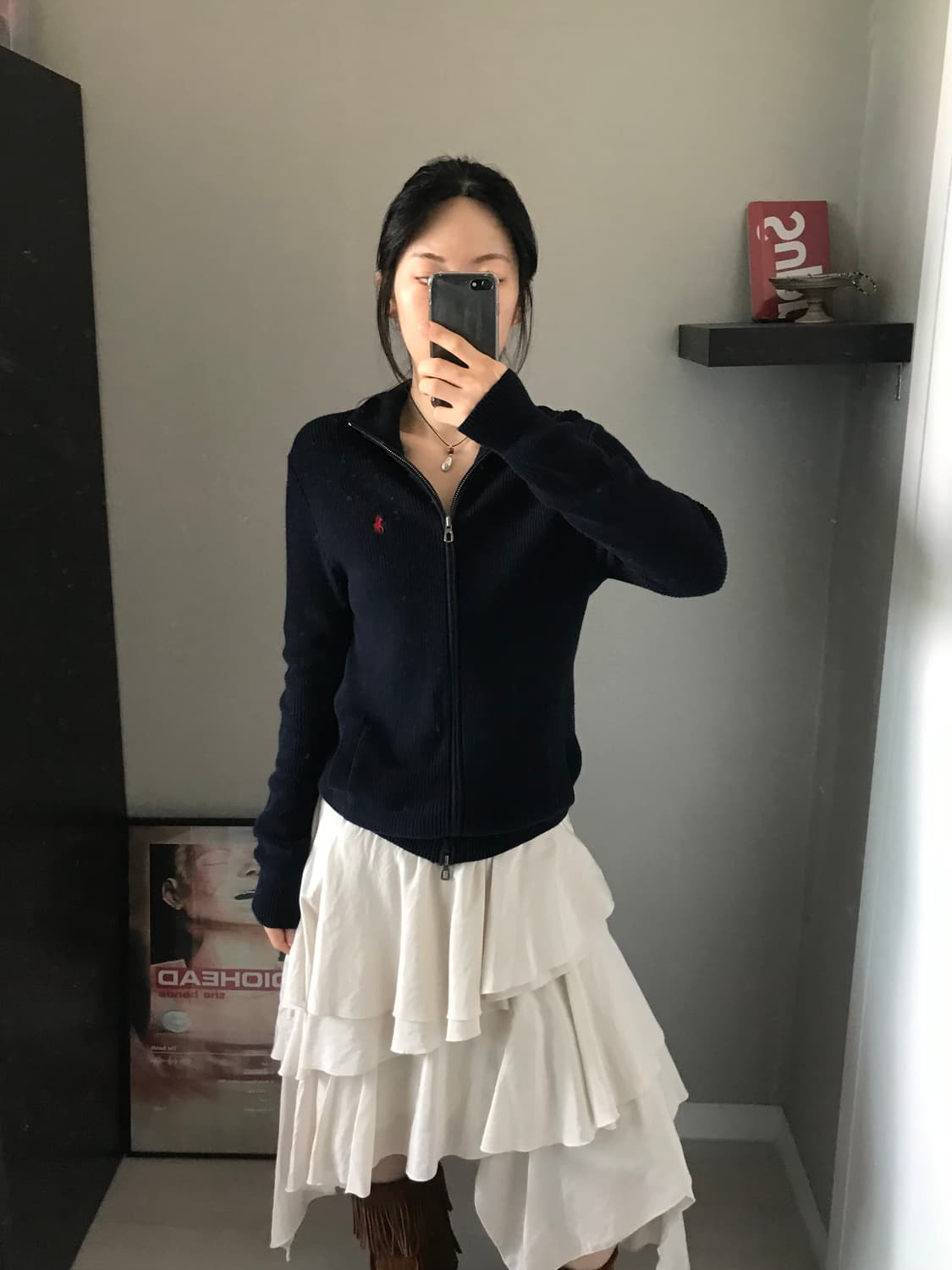 폴로 랄프로렌 포니 로고 네이비 니트집업 상품이미지1