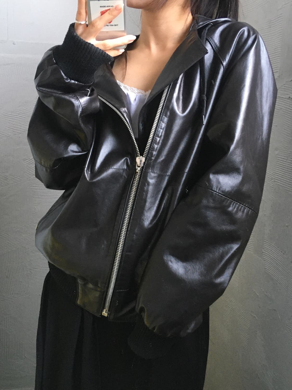 Diesel style lab 디젤 스타일랩 블랙 후드 레더 자켓  상품이미지2