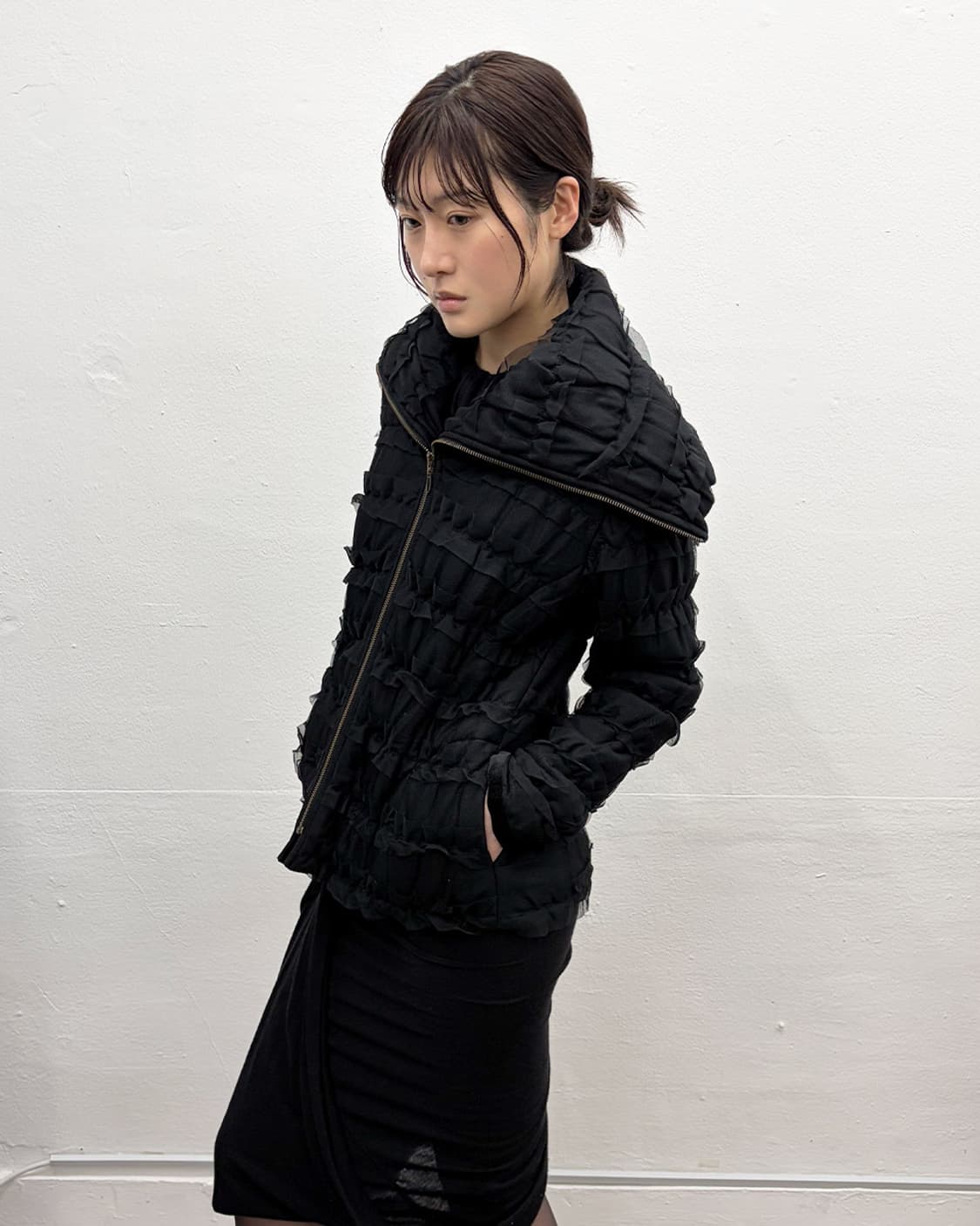 빈티지 레이스 트리밍 하이넥 자켓 상품이미지5