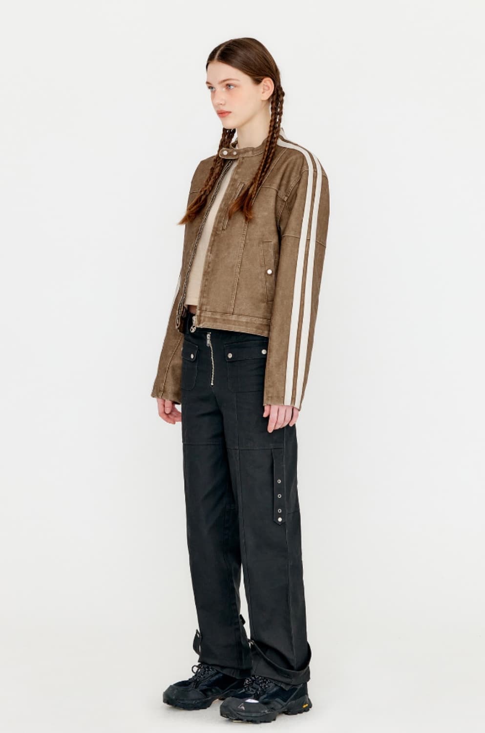 yuse 유즈 크랙 레더 바이커 자켓 상품이미지2