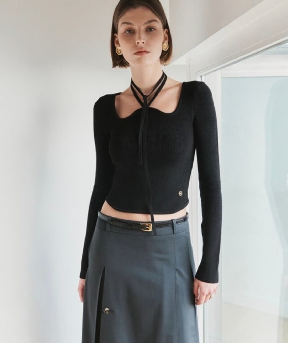 렉토 시그니처 넥 모나코 니트 블랙 M (2회 착용) 상품이미지1