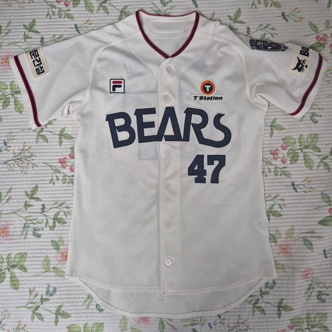 두산베어스 올드 단추 (100) 곽빈 #47 정품 유니폼 휠라 자수 상품이미지1