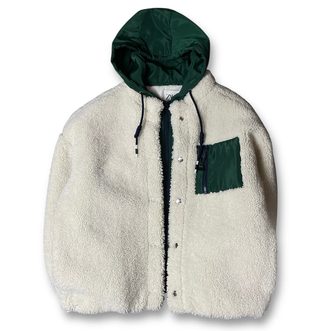 자라 아이보리 그린 포인트 뽀글이 플리스 자켓 M 상품이미지1