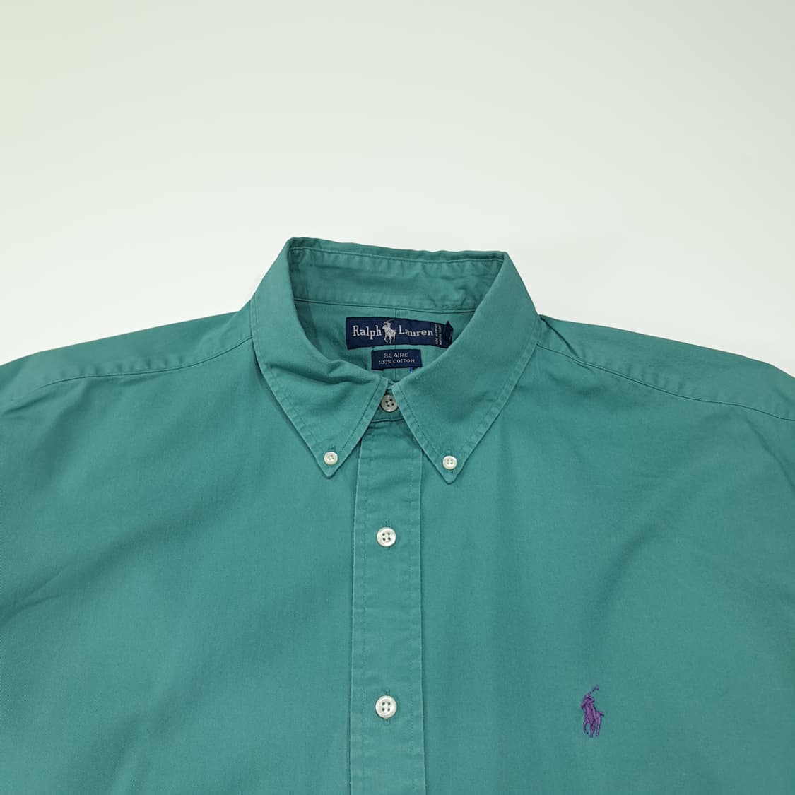 CL708 XL 폴로 90s 미국판 코튼 버튼다운 틸그린 셔츠 남방 상품이미지2