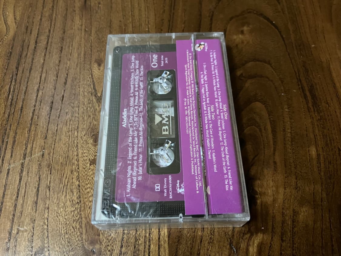월트 디즈니 애니메이션 영화 알라딘 OST 라이센스 미개봉 카세트테이프 상품이미지3