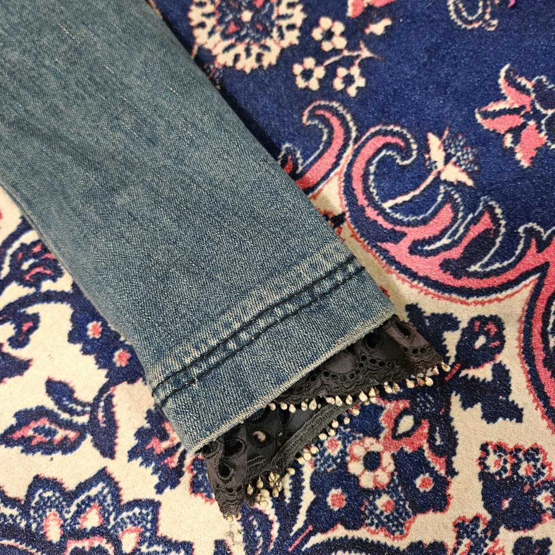 오즈세컨 레이스 레이어드 크롭 데님자켓 55size 상품이미지5