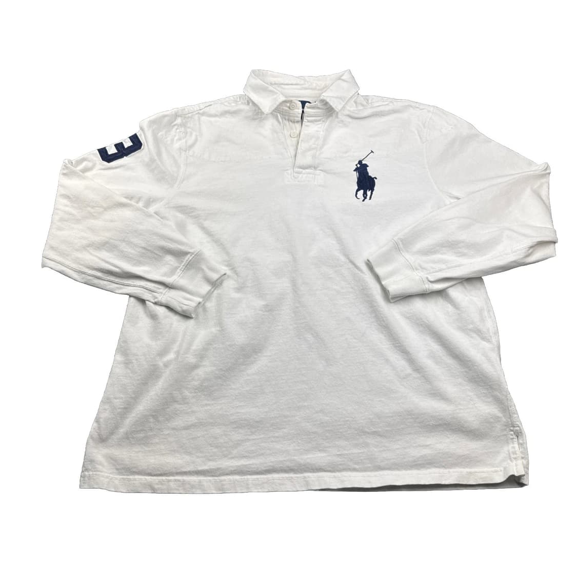 폴로 랄프로렌 빅포니 롱슬리브 카라 티셔츠 화이트 블랙 상품이미지1