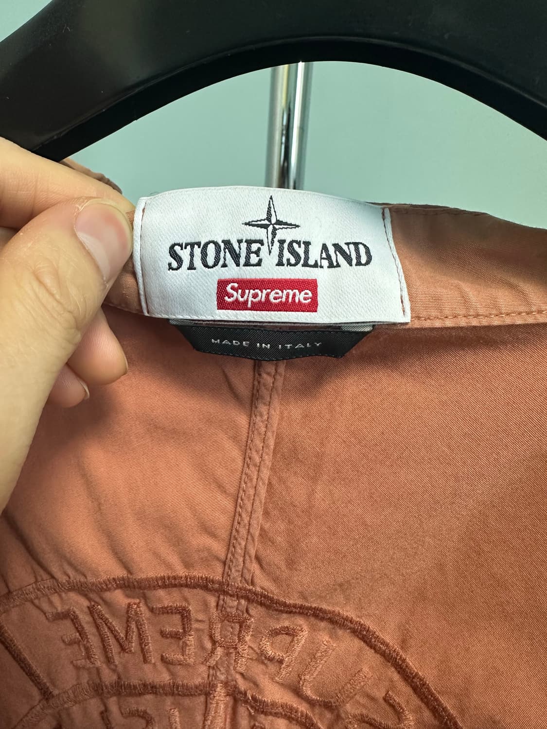 스톤아일랜드X슈프림 라이엇 마스크 카모자켓 코랄 19ss 상품이미지4