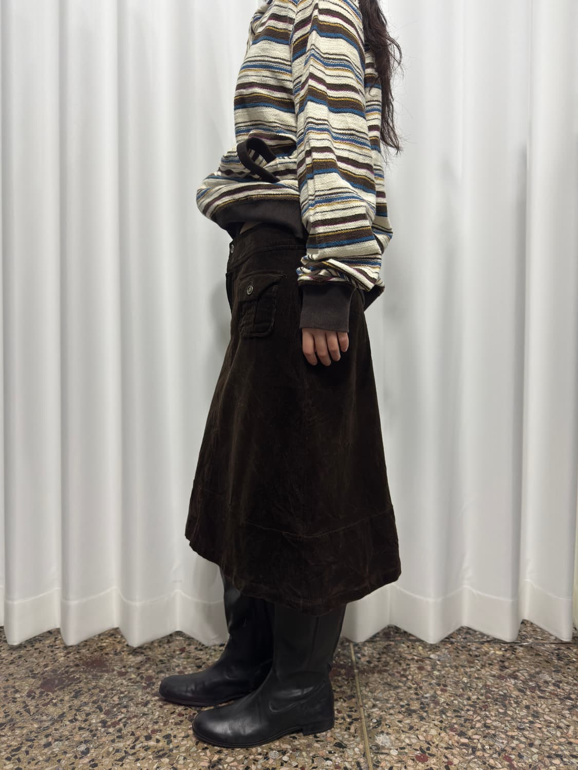 hushhush brown corduroy pocket skirt 상품이미지5