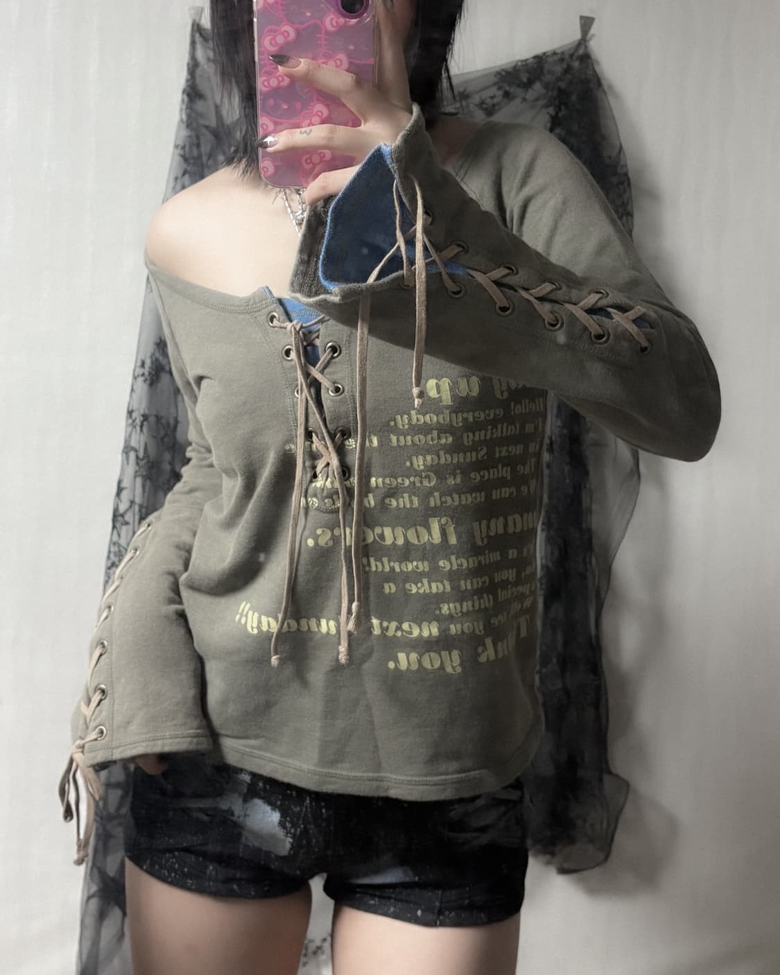 y2k 아일렛 포인트 롱슬리브  상품이미지1