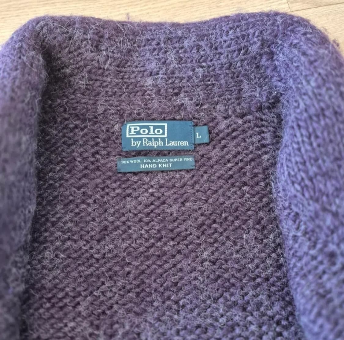 폴로 랄프로렌 울 알파카 혼방 핸드니트 숄카라 가디건 L 상품이미지3