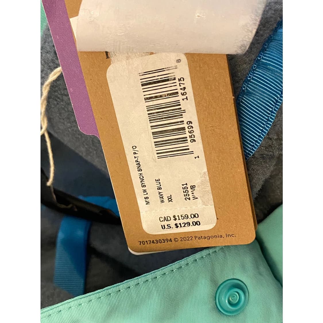 파타고니아 신칠라 스냅티 그레이블루 남2XL 빈티지 상품이미지3