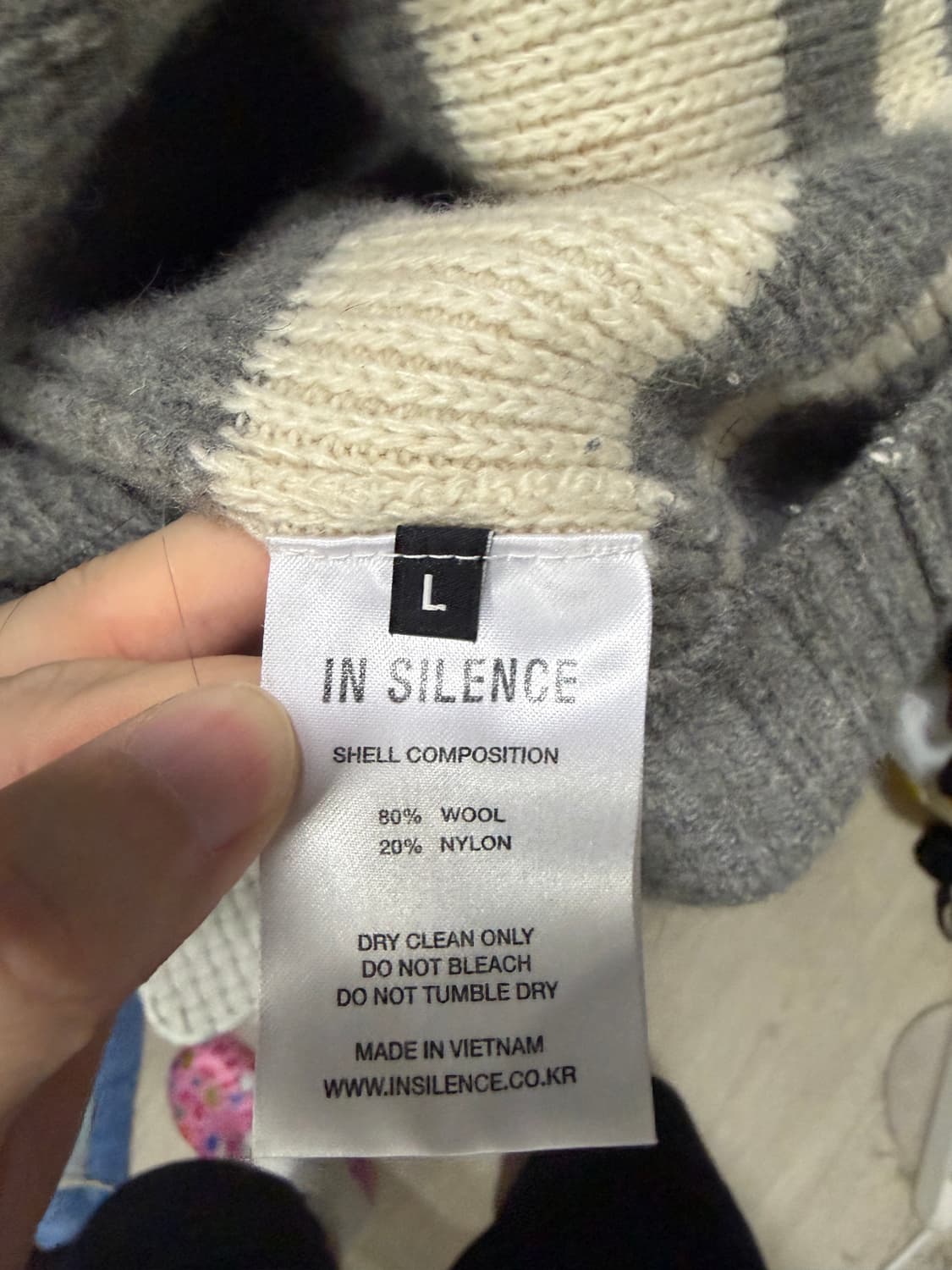 인사일런스 오버사이즈 배색 가디건 L 상품이미지3