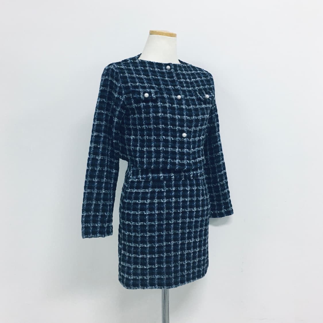 남색 트위드 셋업 상품이미지2