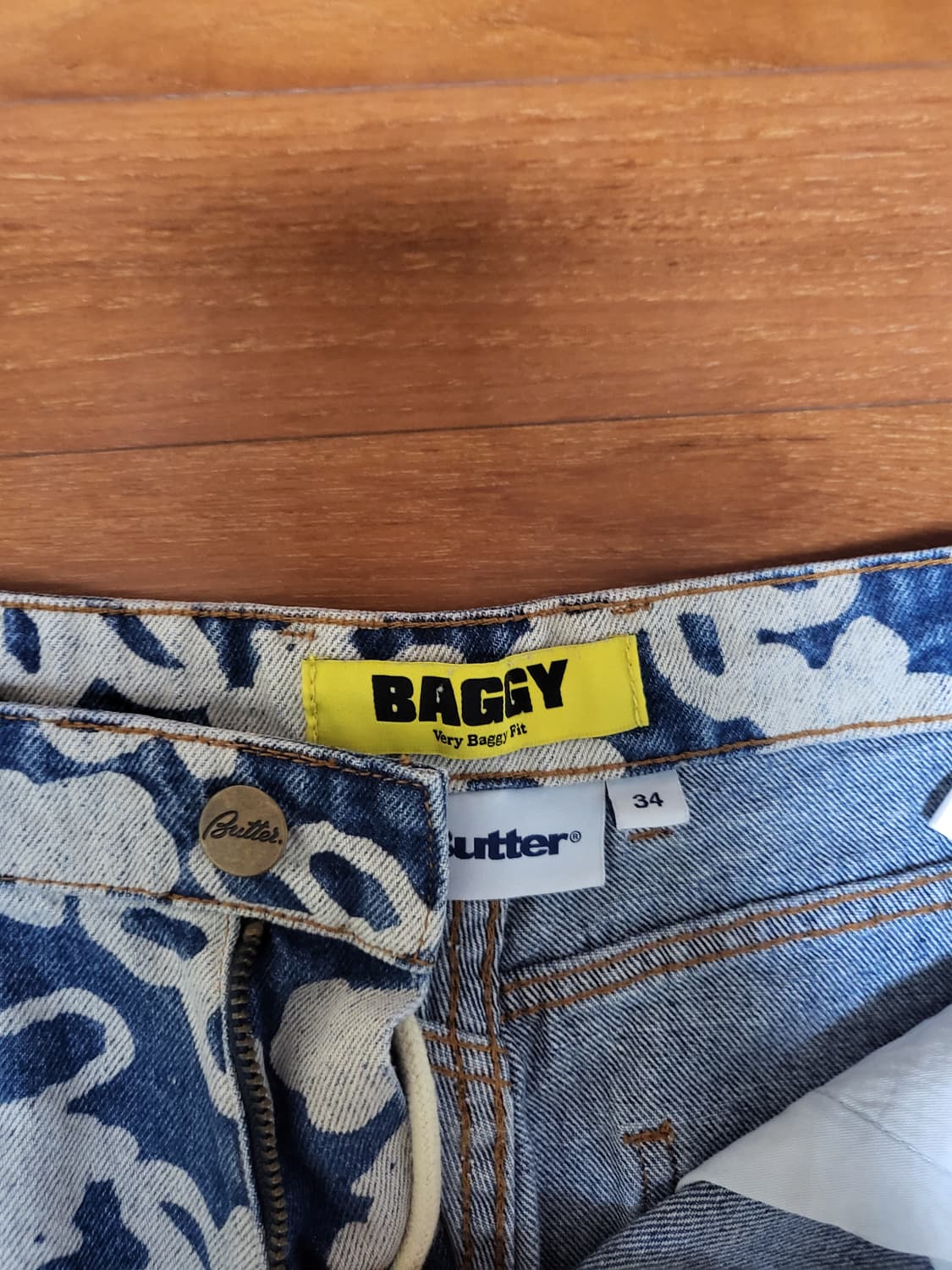 버터굿즈 Butter goods 플라워 데님 와이드 팬츠 인디고 상품이미지5