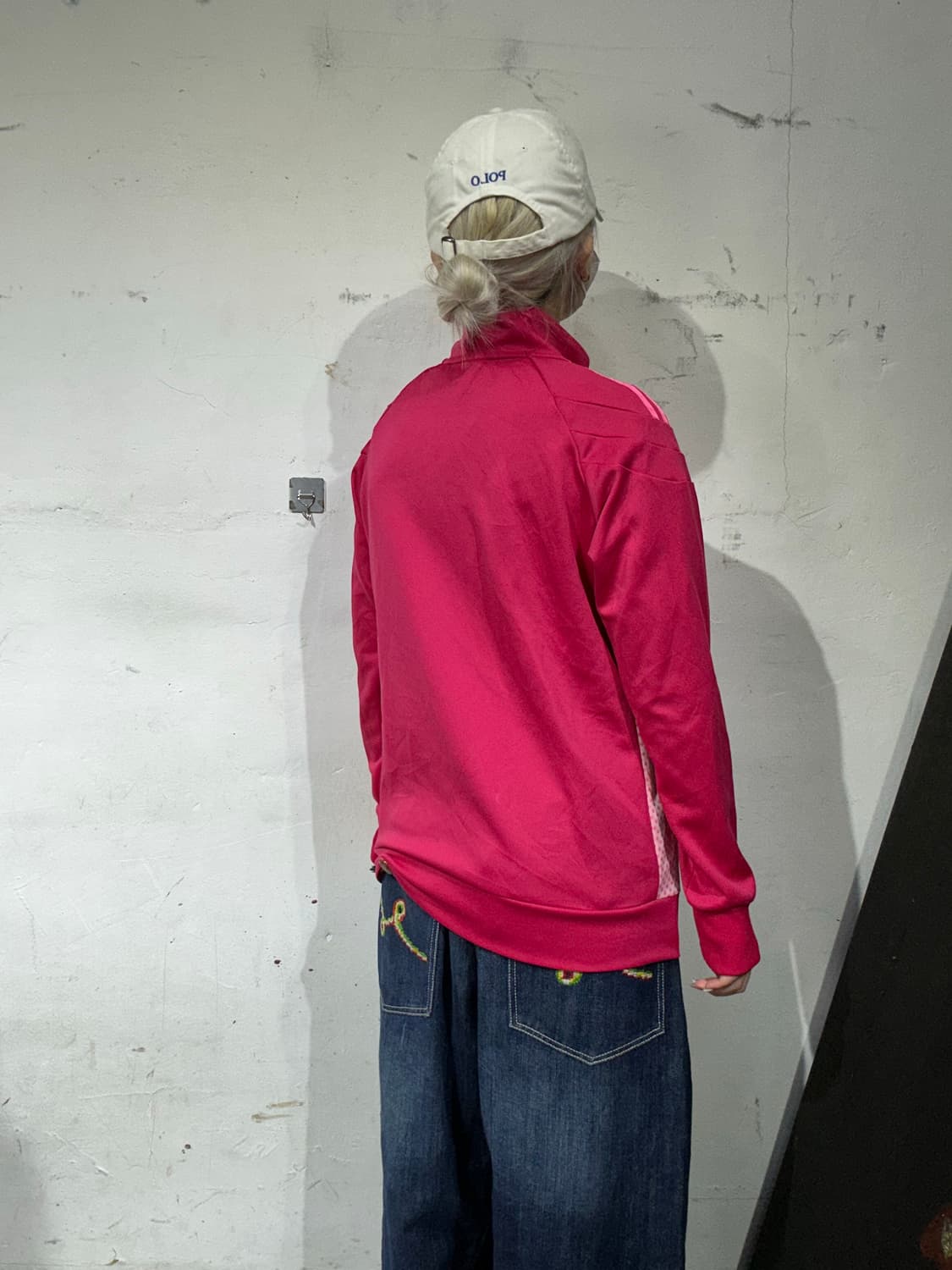 아디다스 y2k 핑크 도트 삼선 트랙탑 져지 M 상품이미지3