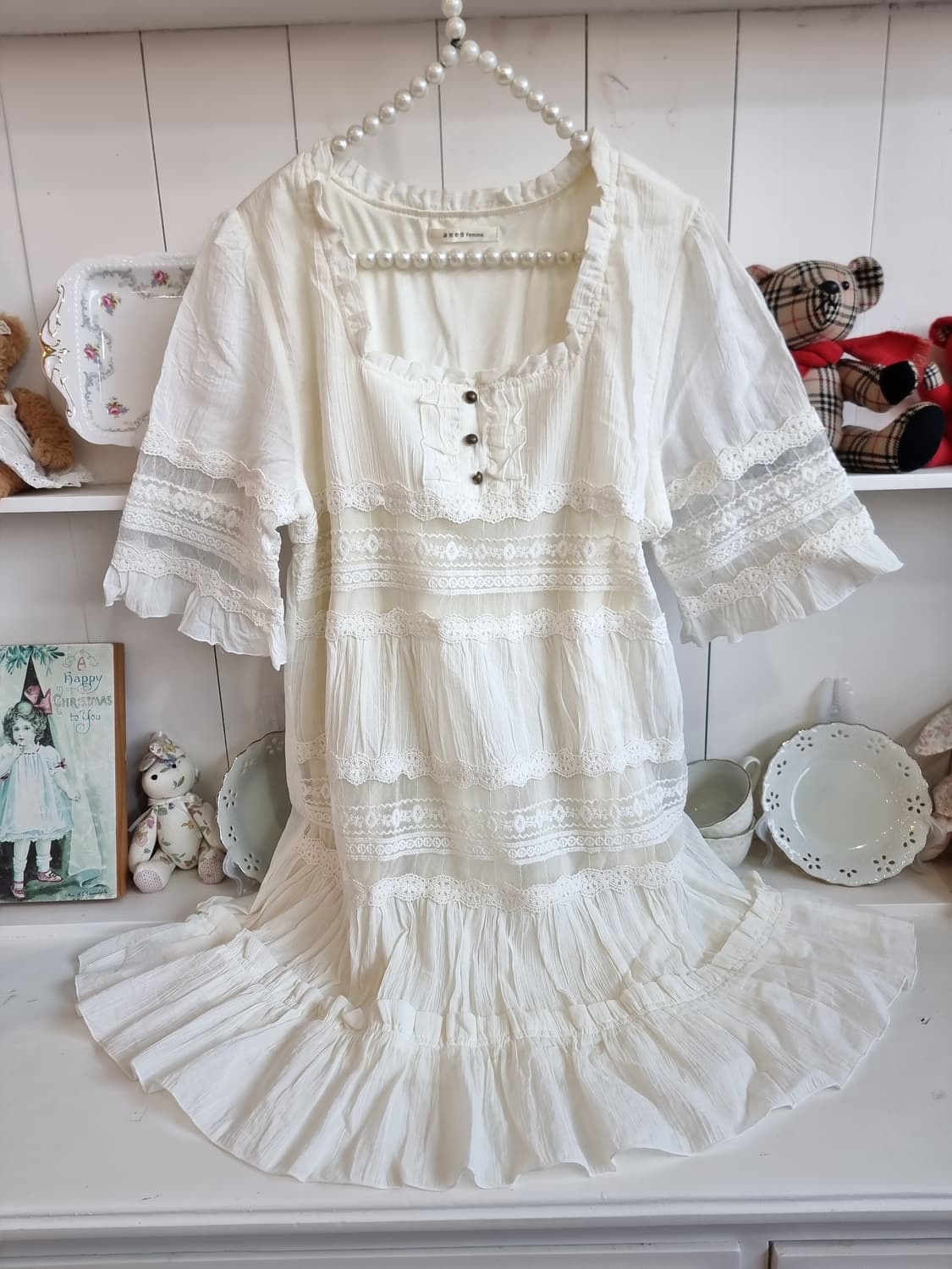 axes femme(악세스팜므) 아이보리 모리걸 레이스 원피스 상품이미지2