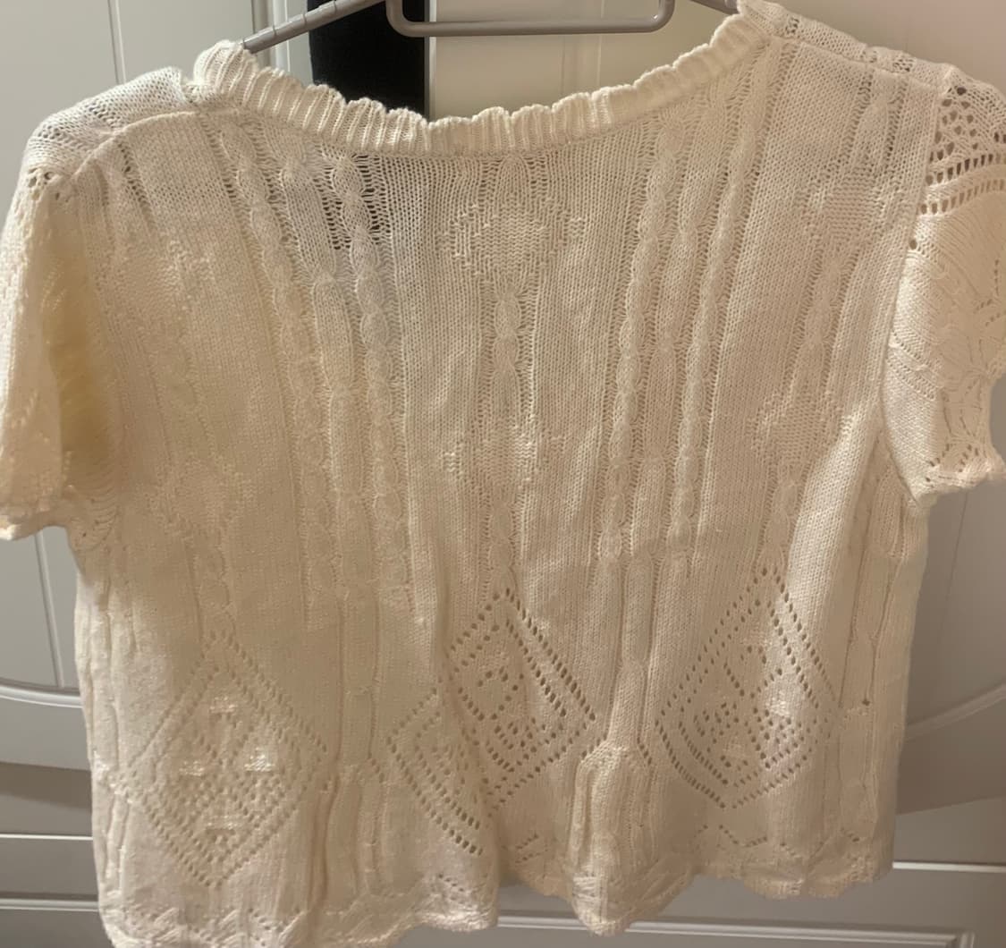 아이보리 반팔 니트 가디건 상품이미지2