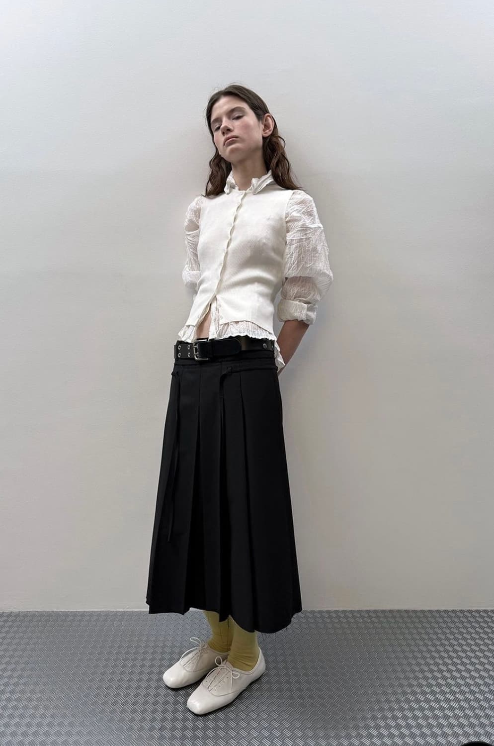 다이애그널 링클 셔츠+니트 베스트 상품이미지1