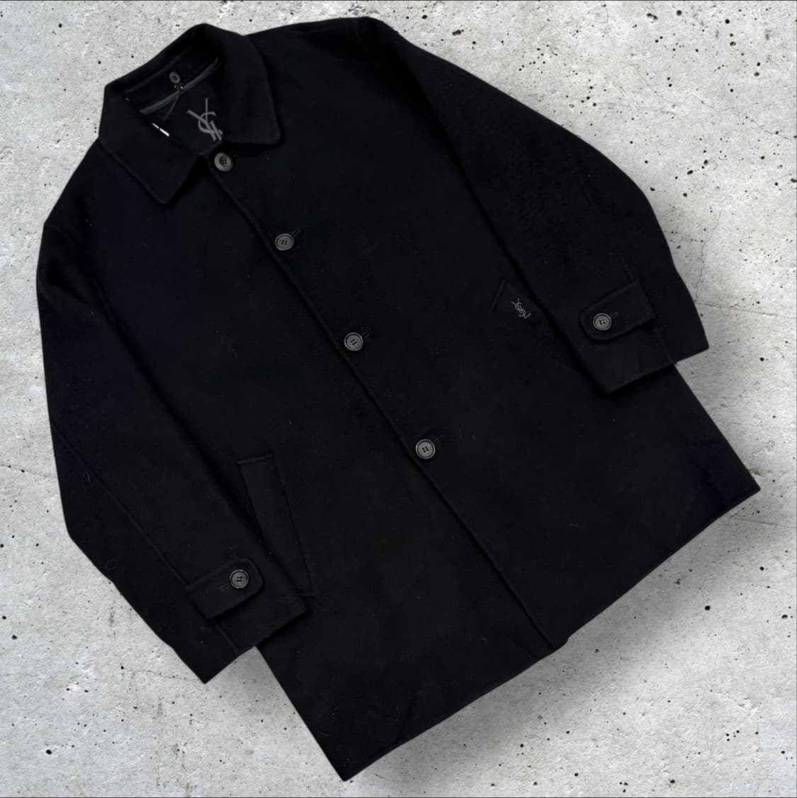 [95] 입생로랑 뿌르 옴므 블랙 울 캐시미어 코트 C739 상품이미지1