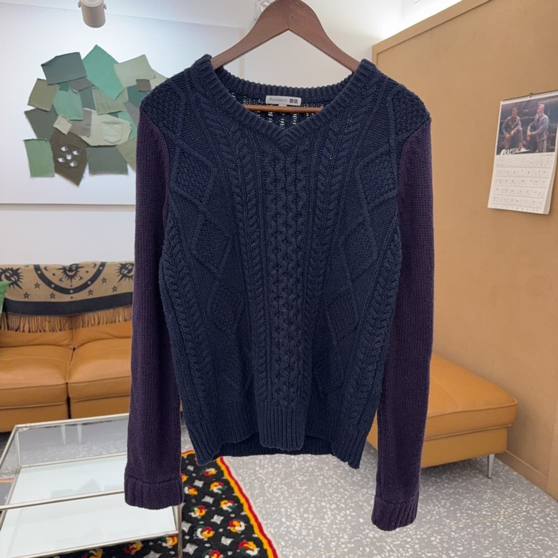 유니클로X JW앤더슨 모던캐주얼 울혼방 꽈배기 니트 L C08371 상품이미지3