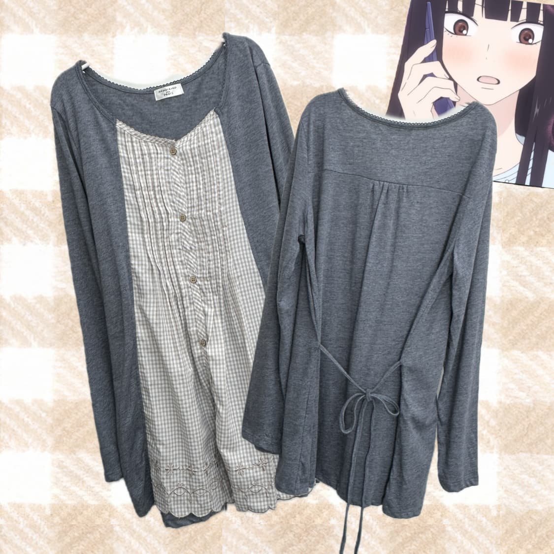 🤍사와코의 셔츠 가디건 원피스 🤍 레이어드 러블리 스즈코 모리걸 상품이미지1