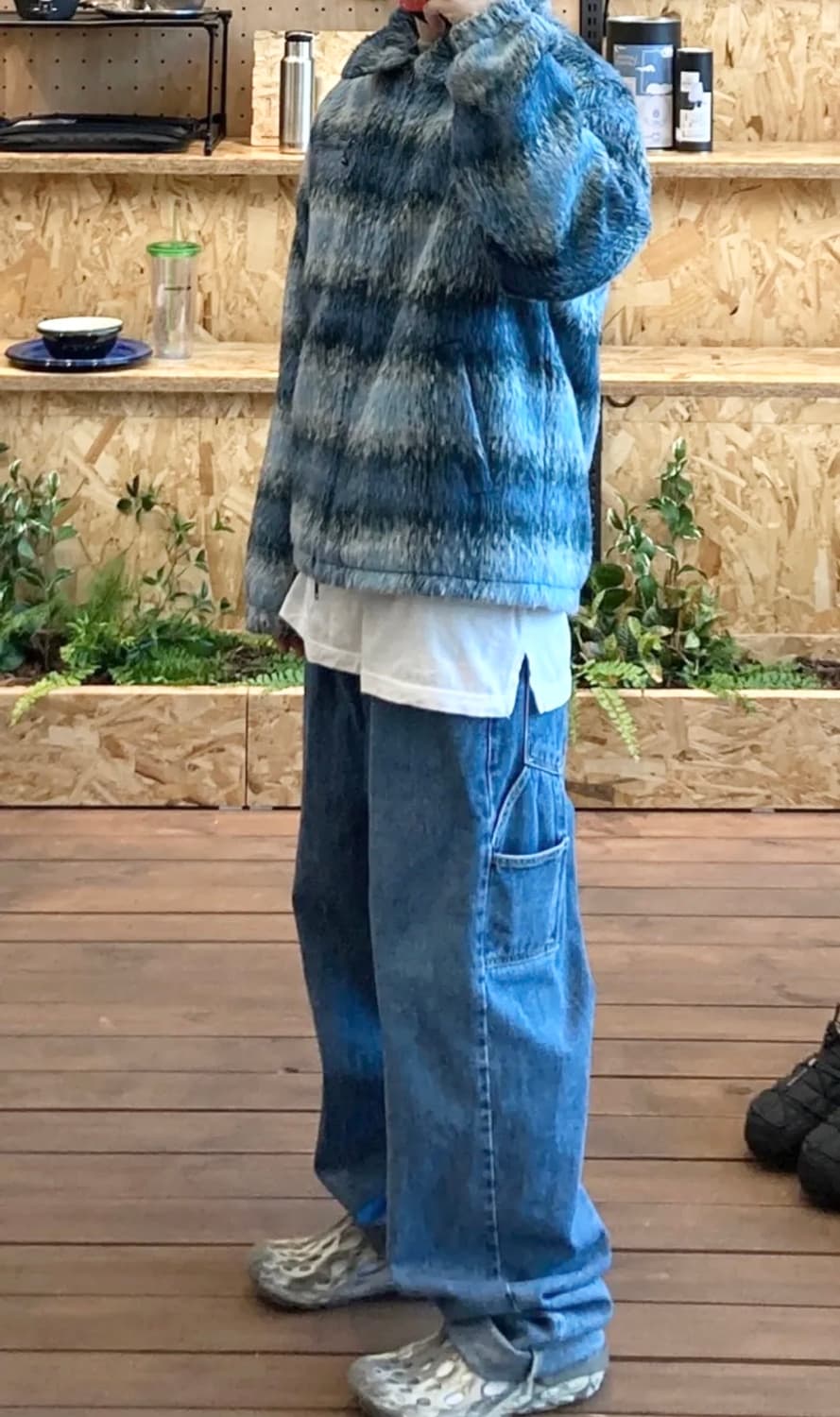 디스이즈네버댓 브러쉬드 체크 자켓 블루 후리스 모헤어 상품이미지8