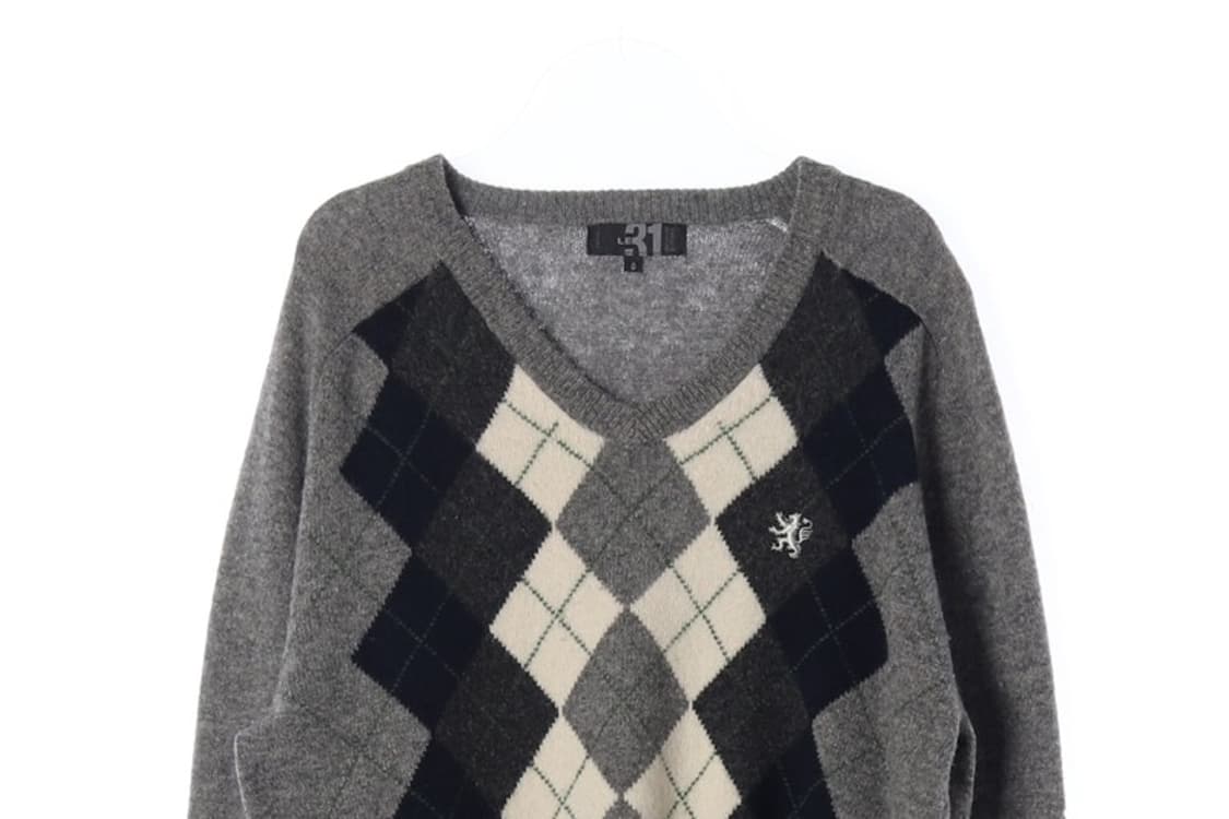 LE31 뉴울 빈티지 아가일 니트 L 상품이미지3