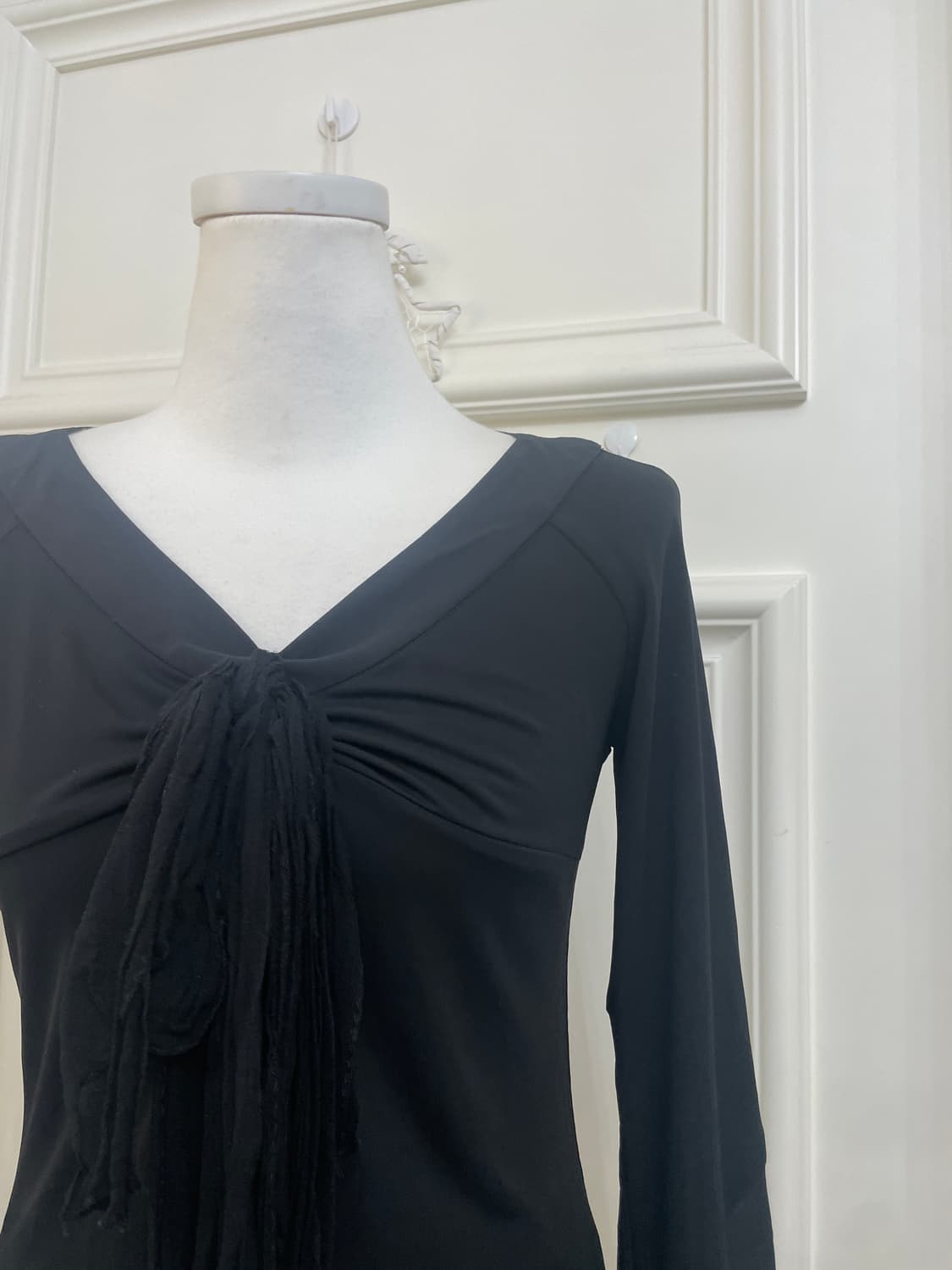 black shirring bow point span top 상품이미지7