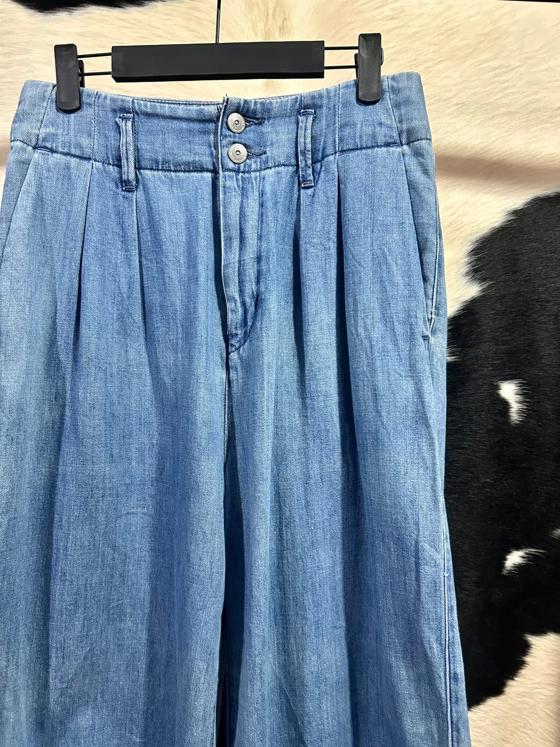 빈티지 투버튼 핀턱 와이드 데님 팬츠 상품이미지6