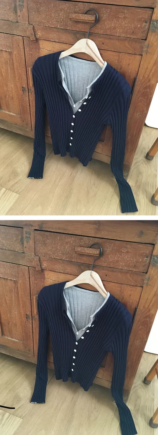 골지 브이넥 가디건 상품이미지3