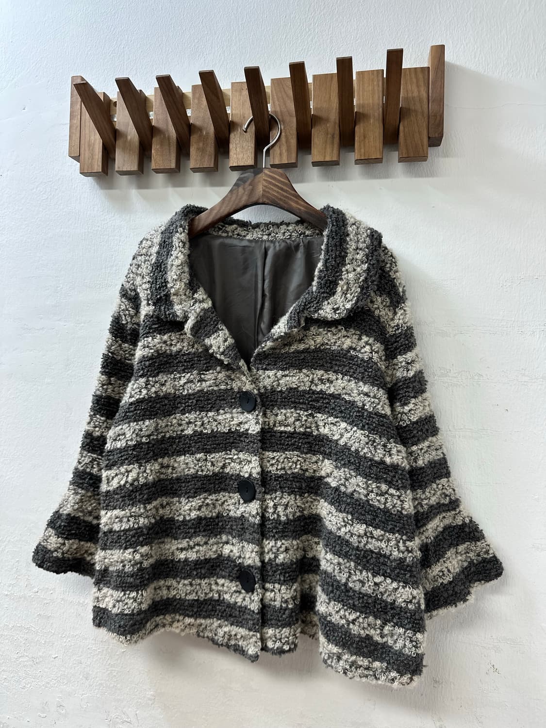 일본빈티지 스트라이프 부클 울 혼방 코트 자켓 상품이미지3