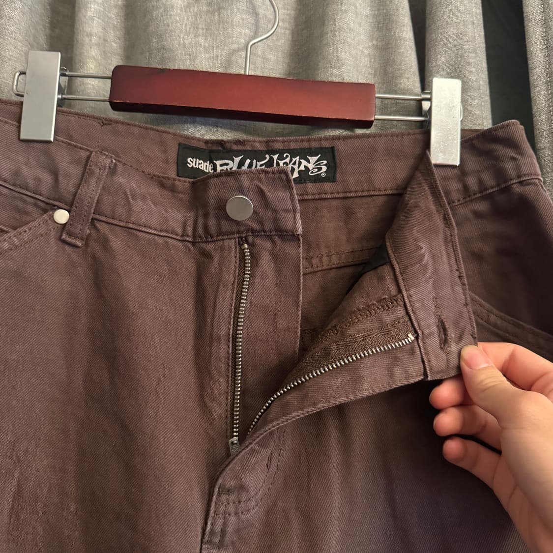 SUADE BLUE JEANS 브라운 와이드 팬츠 L 상품이미지3