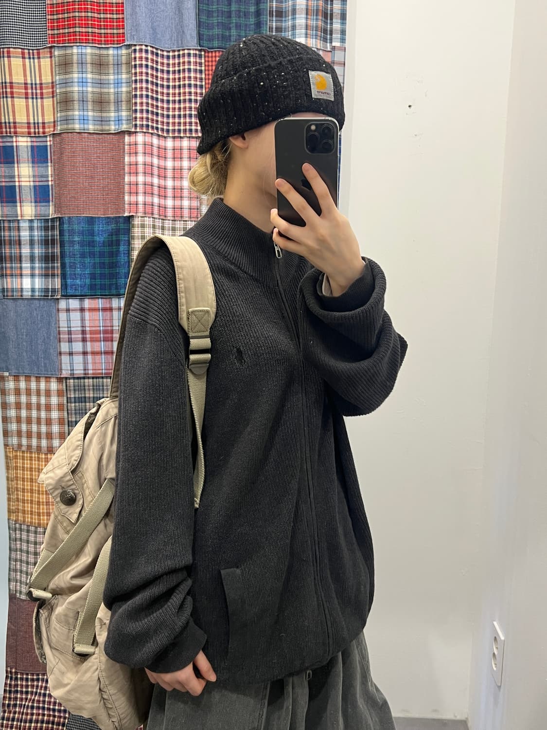 폴로 차콜 니트 집업 상품이미지2