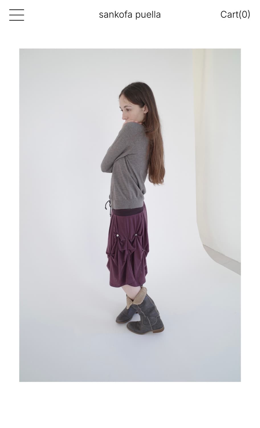 Sankofa Puella Drape wool skirt Purple 상품이미지5