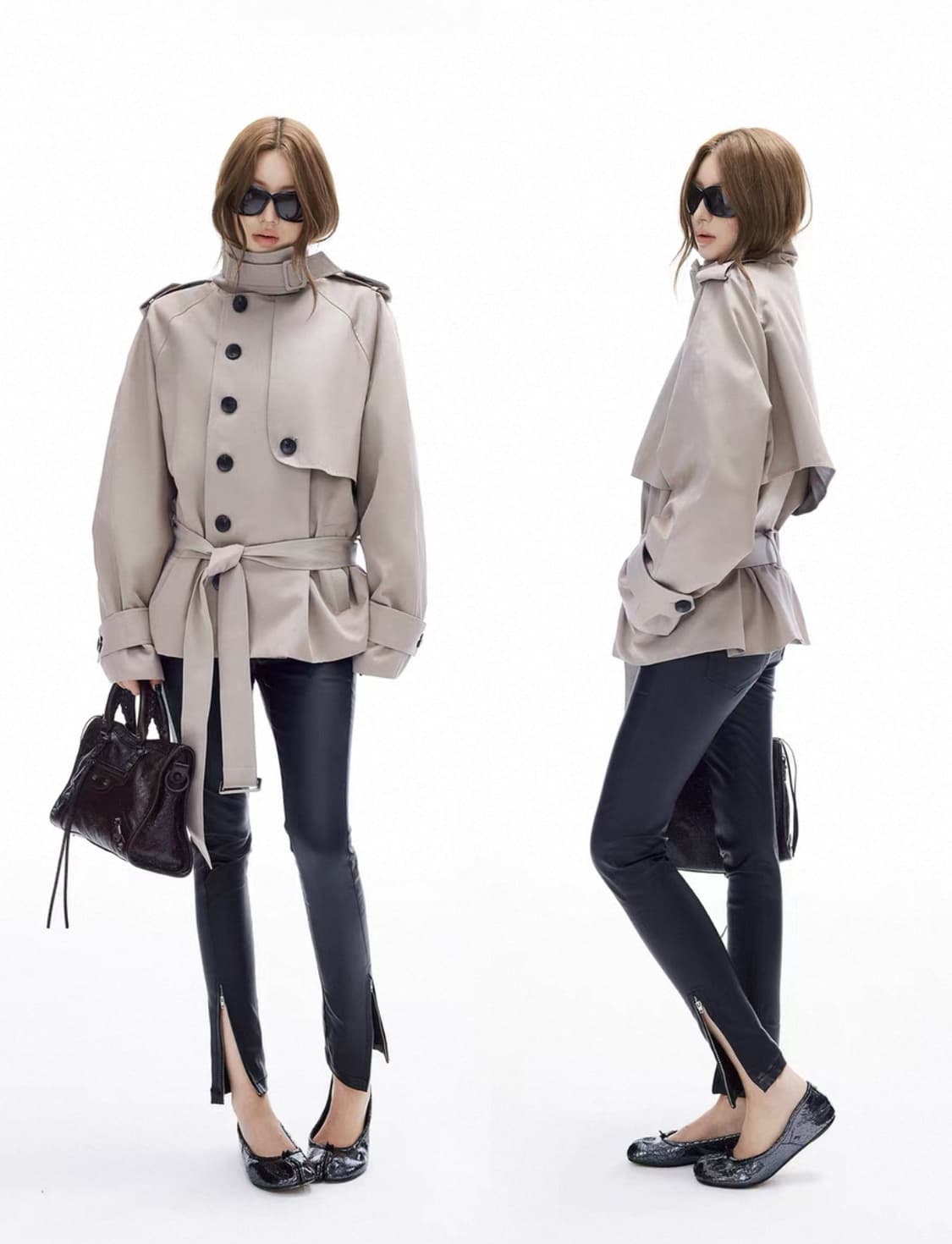 (새상품) iamxiaa pinkparks 벨트 숏 트렌치 코트 베이지 상품이미지3