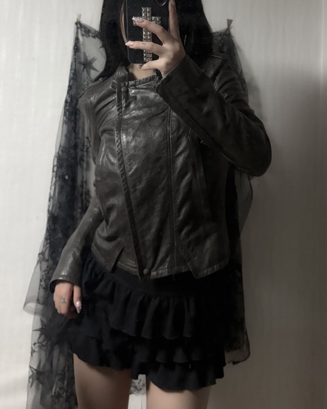 y2k 양가죽 바이커 자켓  상품이미지1