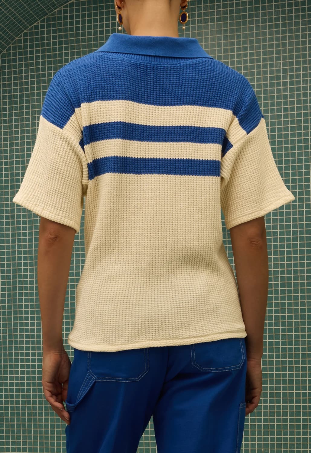 TAE PARK 와플 니트 저지 라피스 블루 상품이미지4