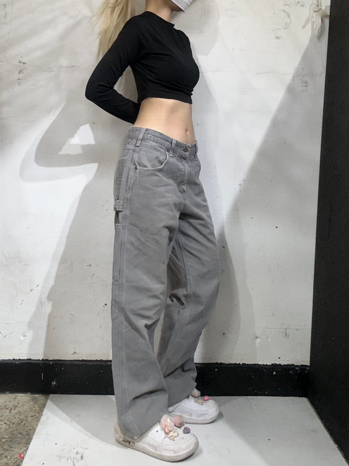 칼하트 b159 차콜 와이드 카펜터 워크 팬츠 루즈핏 바지  상품이미지1