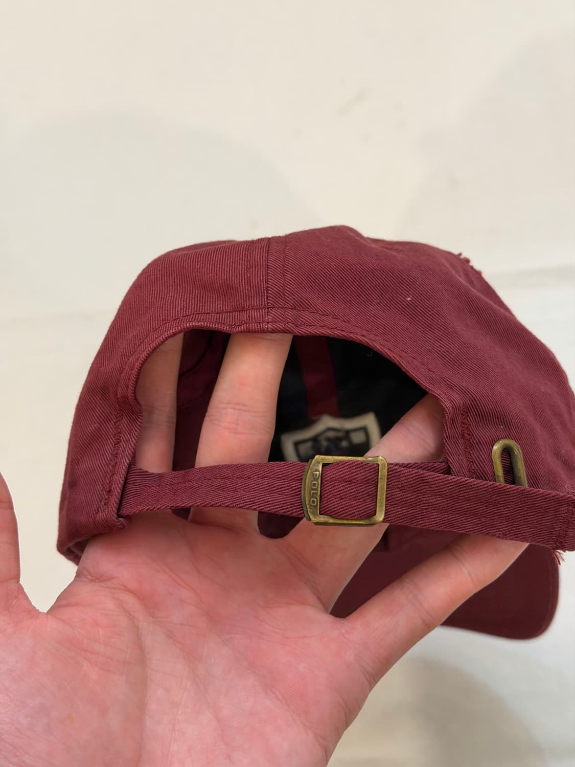 90s 폴로 랄프로렌 방패로고 패치 볼캡 버건디 상품이미지3
