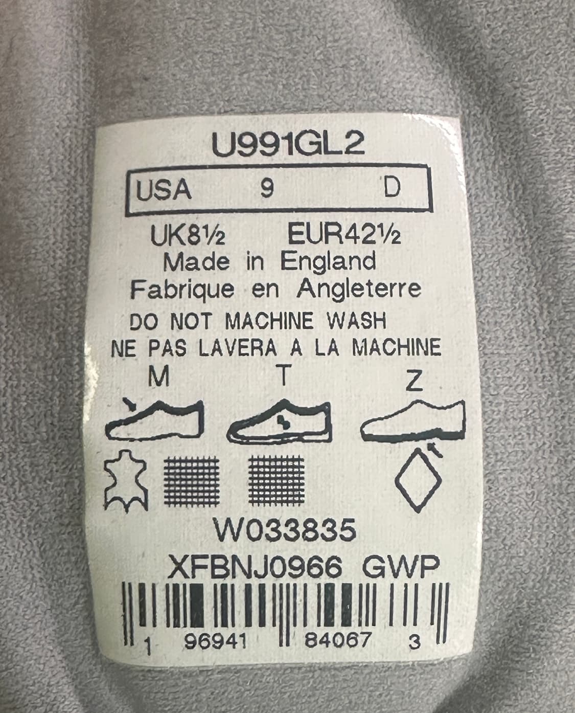 뉴발란스 991v2 메이드 인 UK 그레이 270 풀구성 상품이미지10