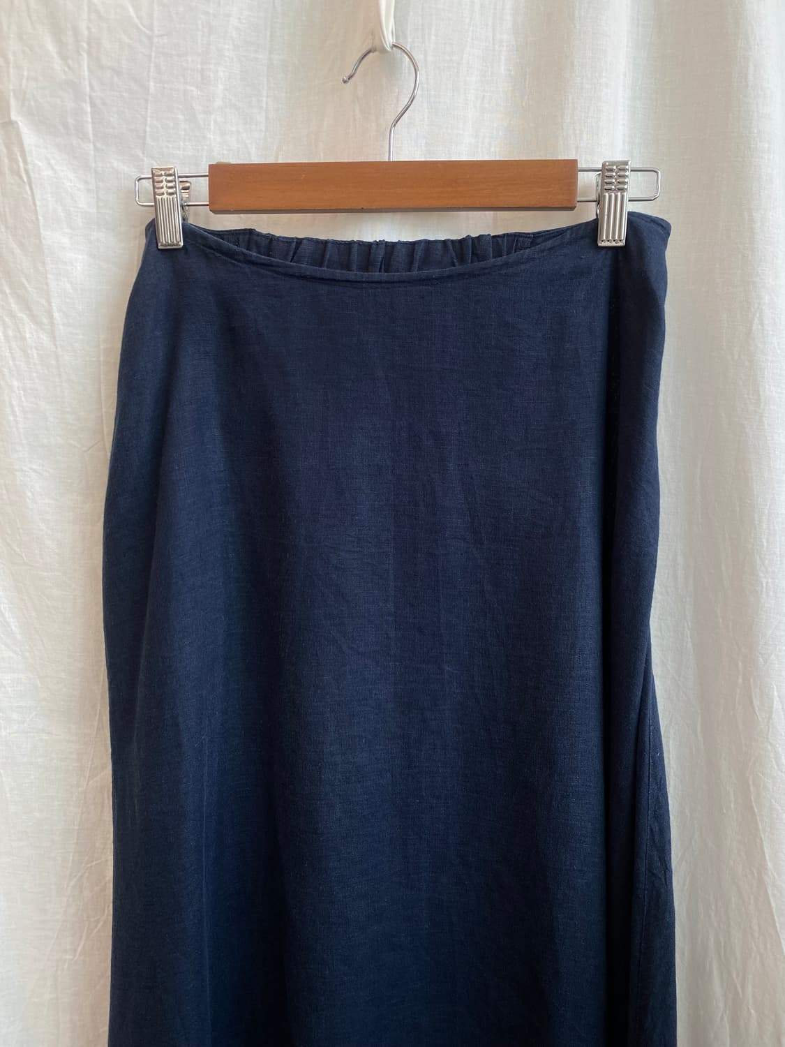 MUJI 네이비 린넨 밴딩스커트(M) 상품이미지3