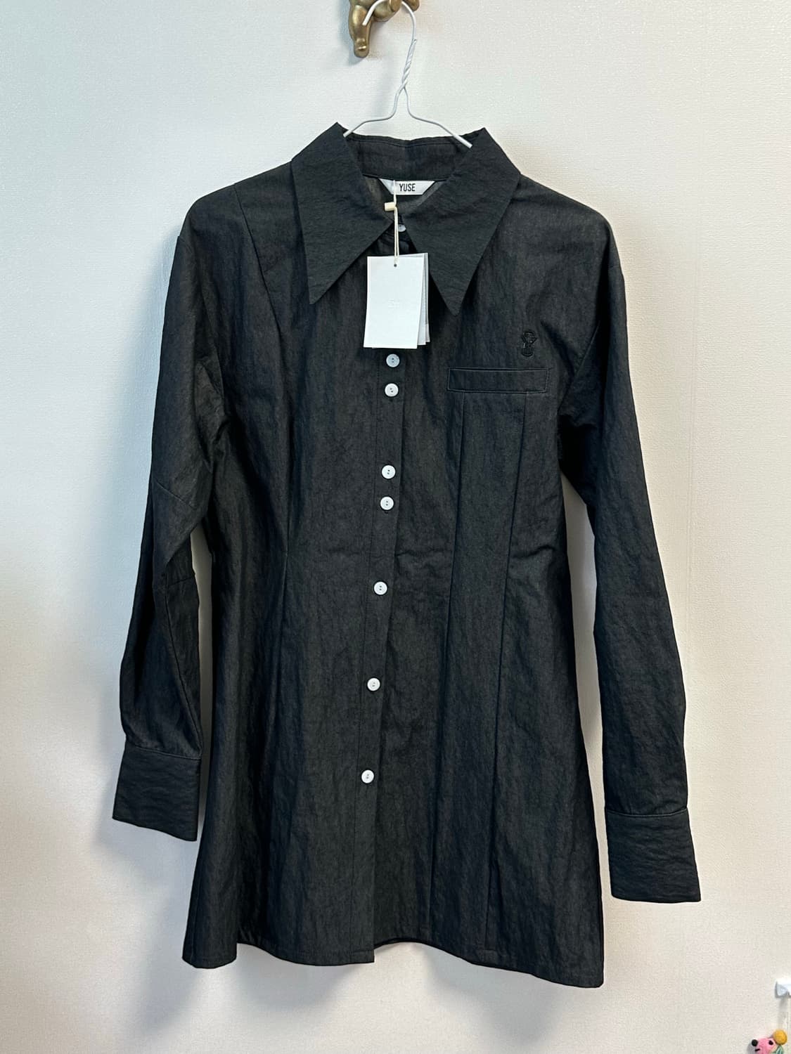 (새상품) Yuze 유즈 셔츠 미니 드레스 - OS 상품이미지1