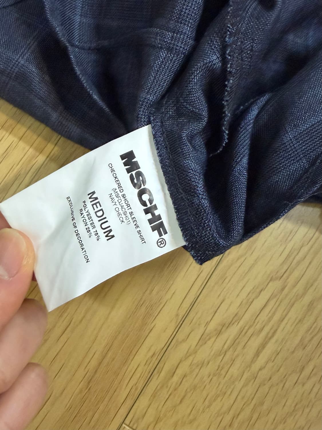 미스치프 체커드 숏슬리브 셔츠 네이비 M 상품이미지3