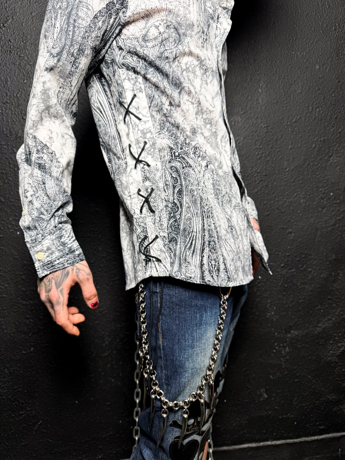 TORNADO MART – Paisley Lace-up Shirt  상품이미지4